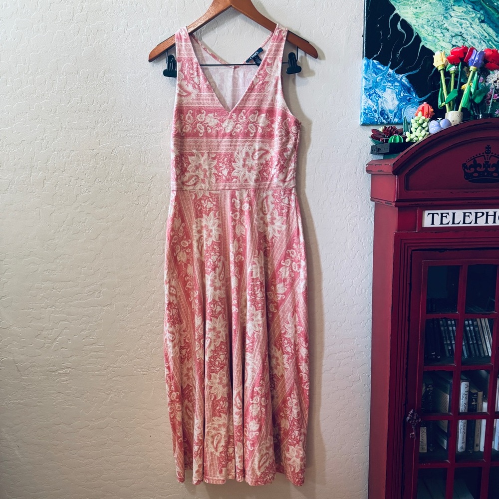 Chaps Pink Floral Cotton Dress 90s